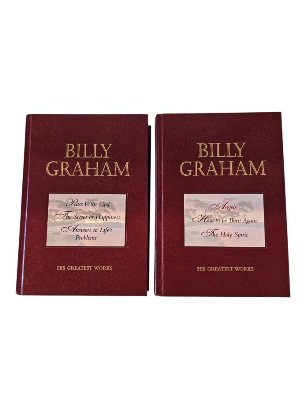 Billy Graham His Greatest Works 2 Vol Hardcover Book Set Faux Leather Christian
